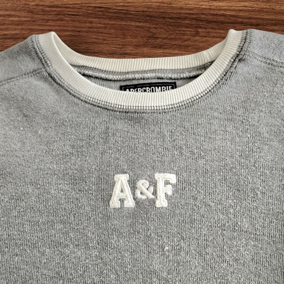 Abercrombie & Fitch Tee Vintage Y2K Short Gray 3/4 Sleeve Grunge Streetwear /L - Picture 2 of 7